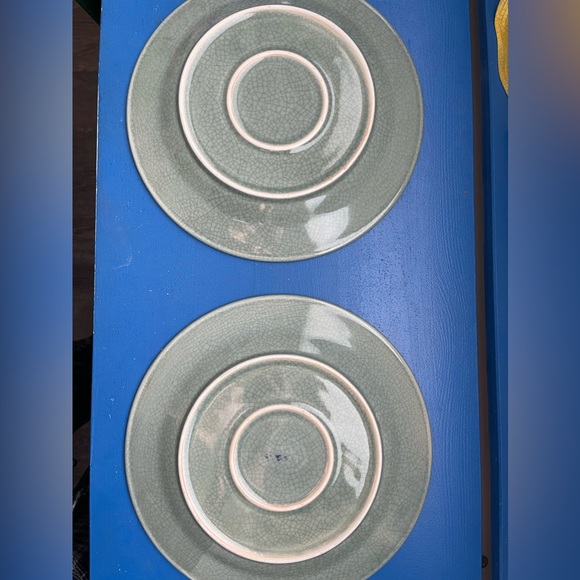 Vintage Teal Crackle Dinner Plates